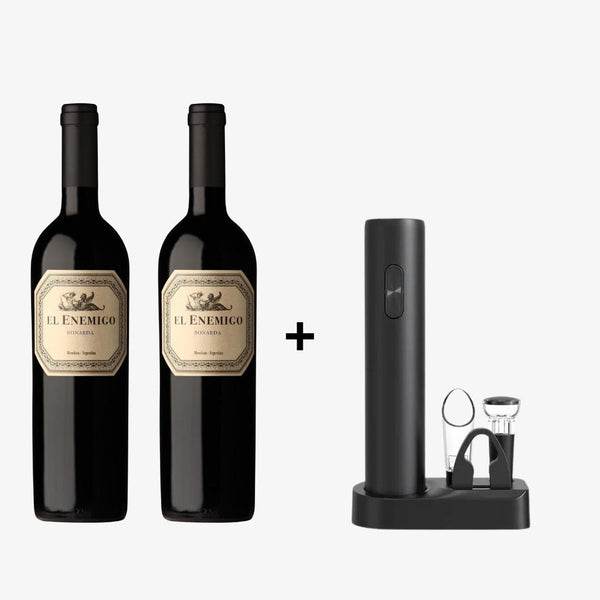 Kit exclusivo 2 Vinhos El Enemigo Bonarda + Abridor elétrico - Saca Rolha
